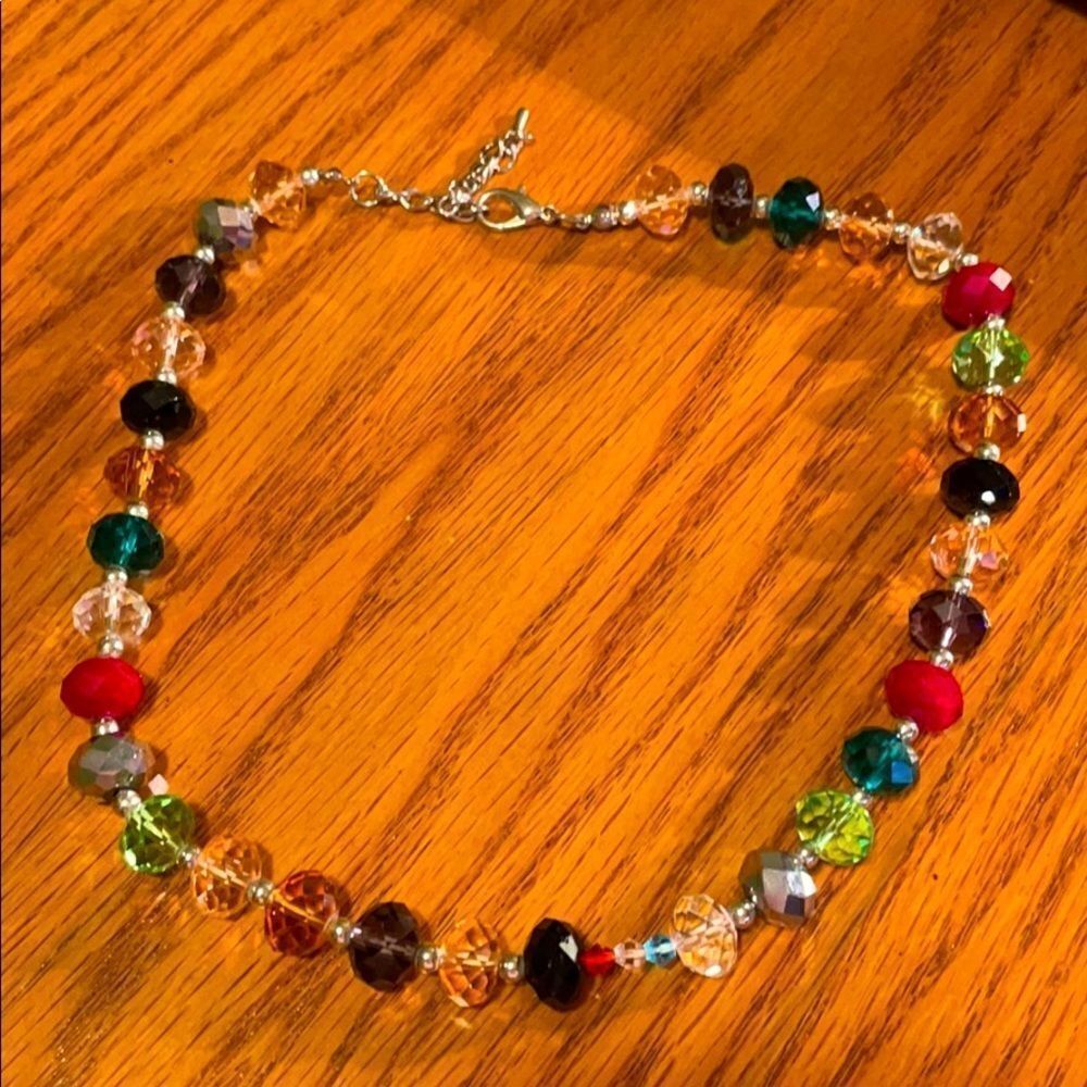 Glass bead crystal cut necklace
